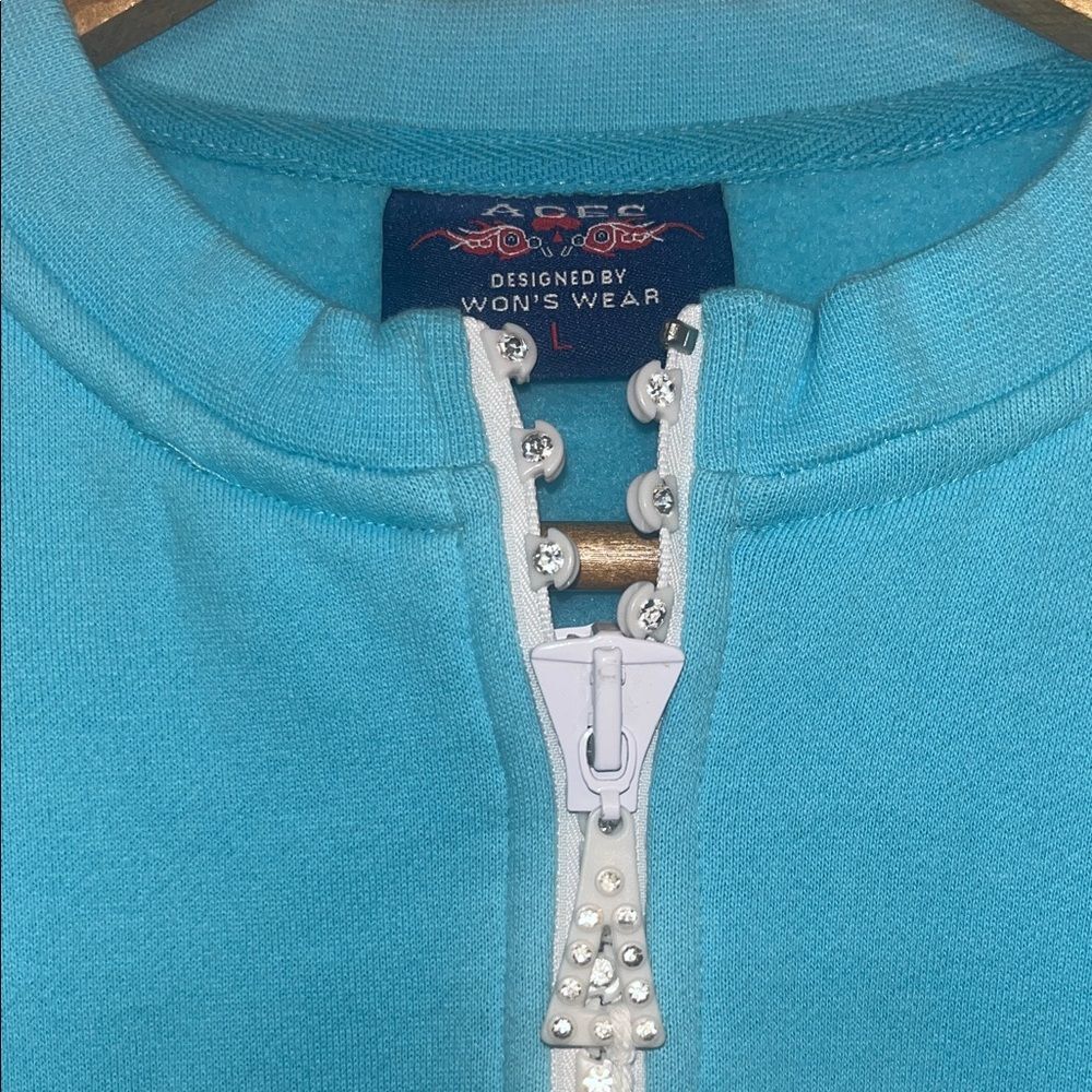 Aces Sz Large Funny Ladies Drinks Happy Hour Sparkly Detail Zip Up Sweatshirt - Picture 3 of 10